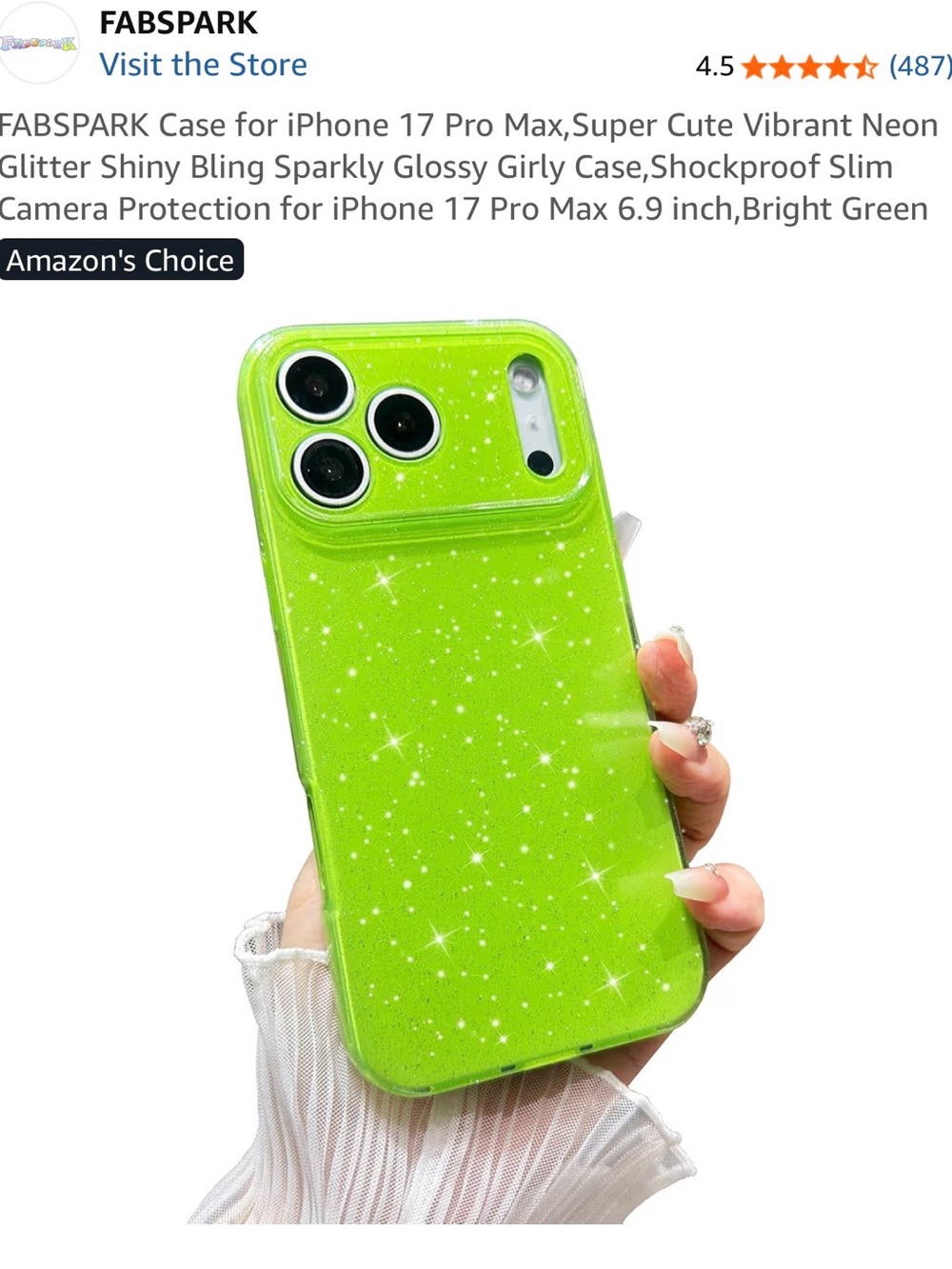Bright Green Glitter Phone Case - Sparkly Protective Cover